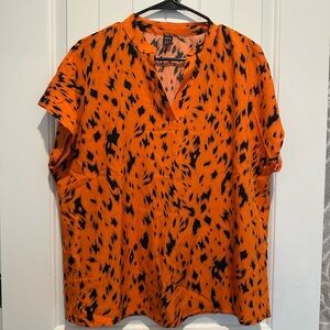 SHEIN Orange and Black Abstract Top